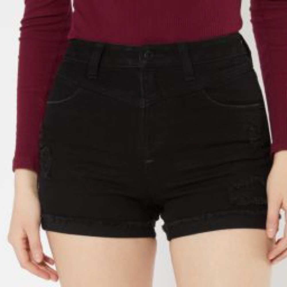 Women Black High Rise Denim Shorts Size Small
